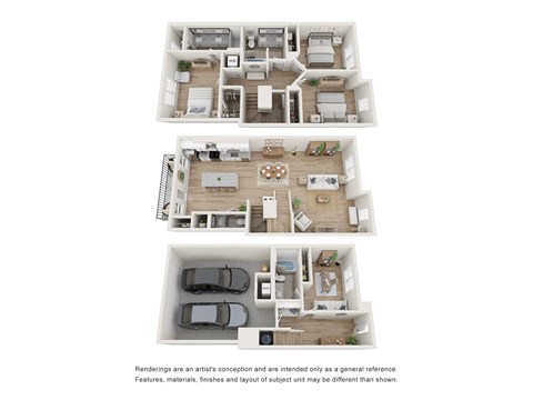 Floor plan for 3 beds, 3.5 baths, 2157 sqft